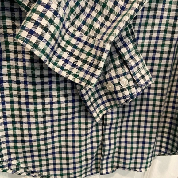 Esquire Size 15 Performance Slim Fit Non Iron Blue Green Plaid Button Down Shirt - Picture 2 of 13